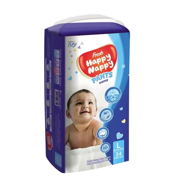 Fresh Happy Nappy Pants Baby Diaper (9-14Kg) - L 34pcs
